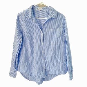 Striped Poplin Button Down Top Sz M